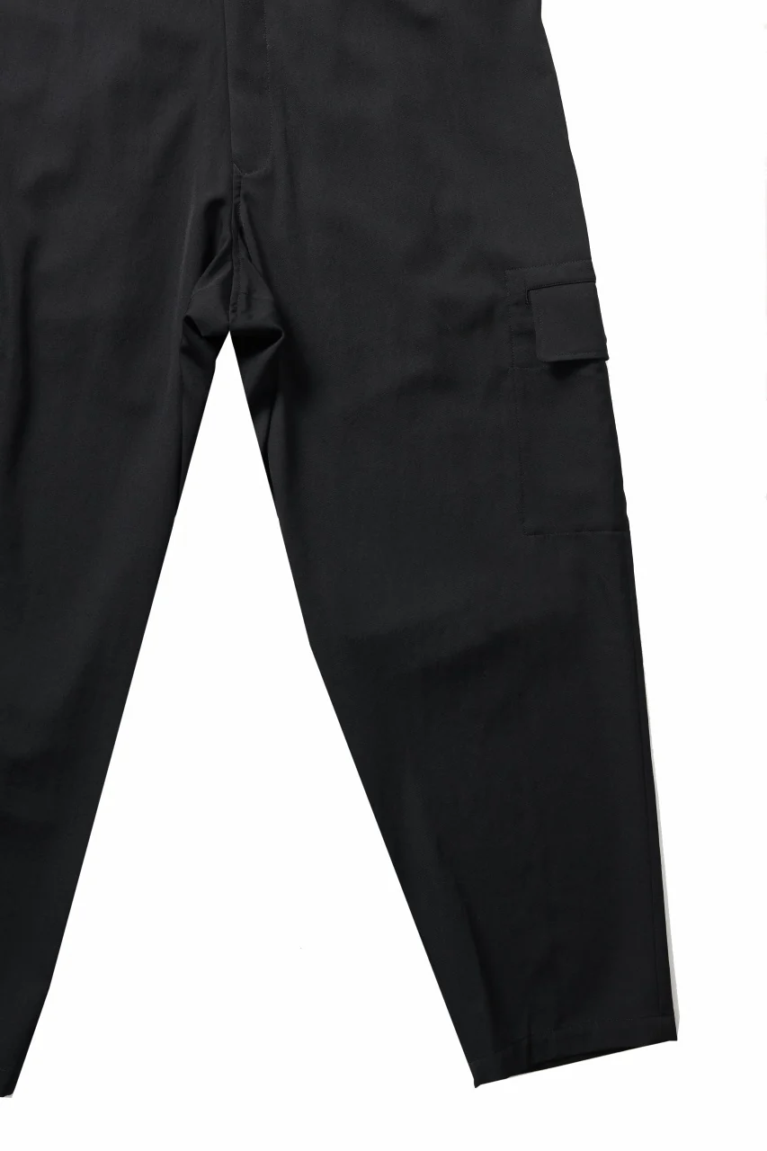Y's for men SIDE TUCK CARGO POCKET PANTS / WRINKLED GABARDINE (BLACK) - Image 15