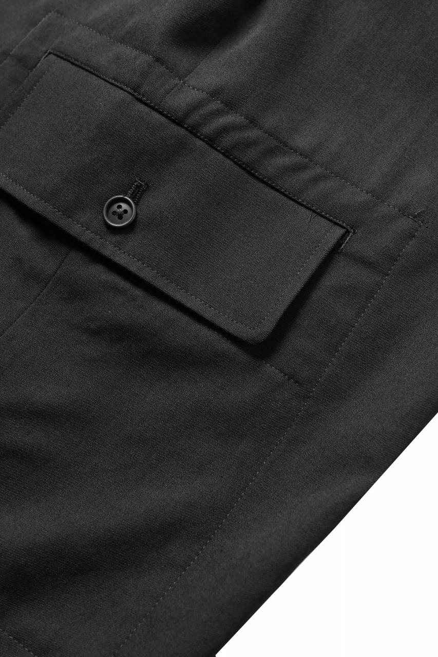 Y's for men SIDE TUCK CARGO POCKET PANTS / WRINKLED GABARDINE (BLACK) - Image 20