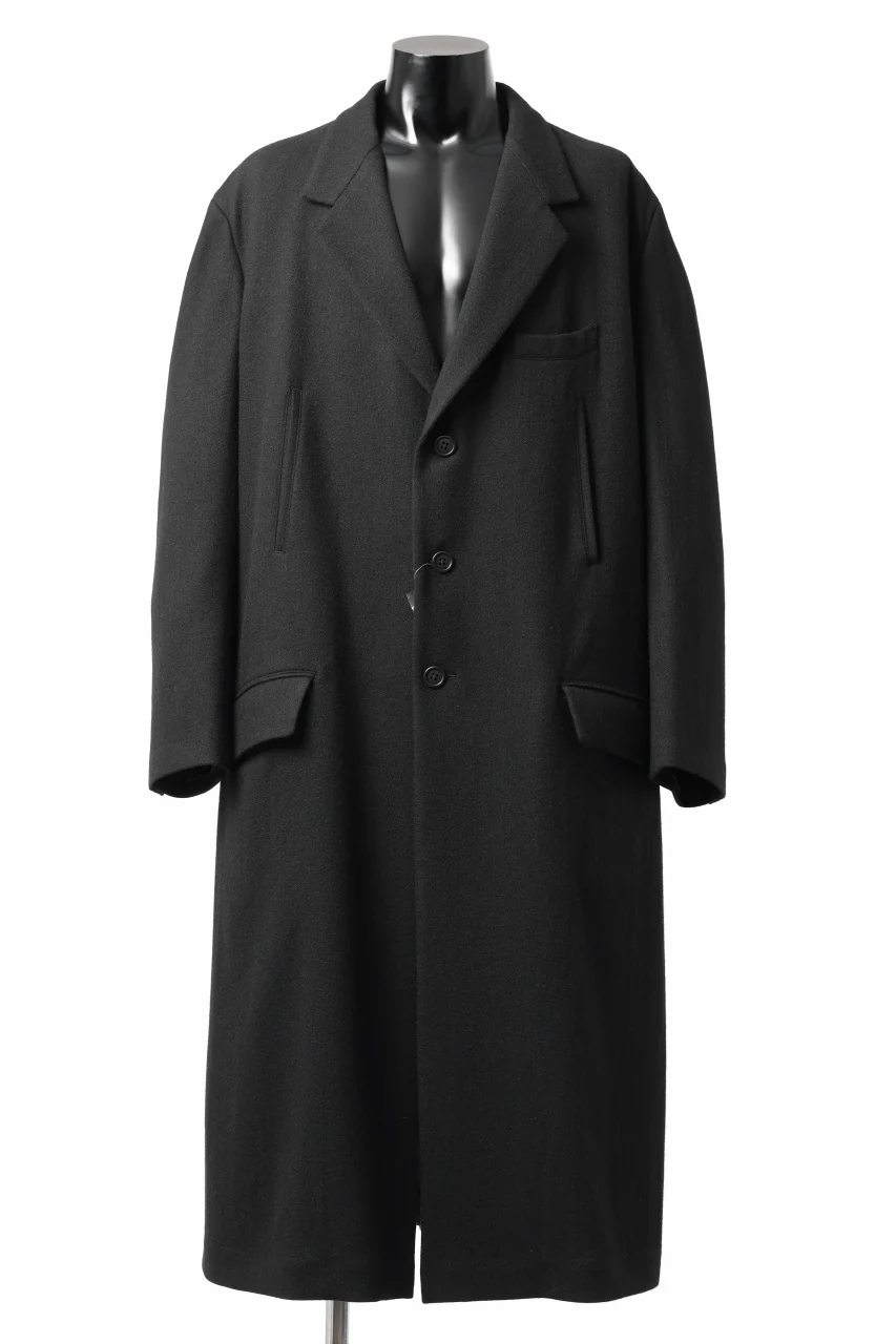 Y's for men SINGLE LONG JACKET / WOOL / NYLON FLANNEL (BLACK)