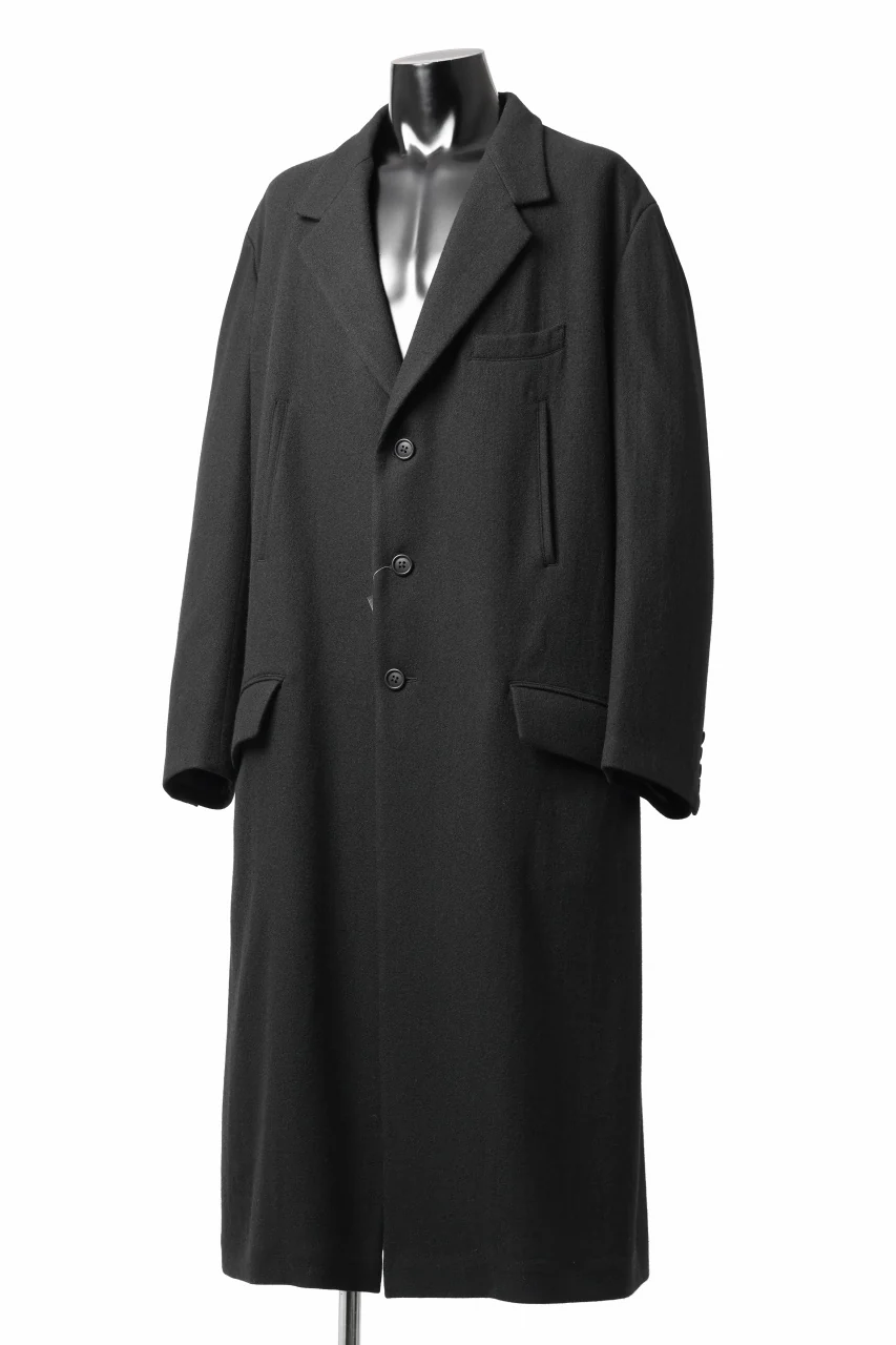 Y's for men SINGLE LONG JACKET / WOOL / NYLON FLANNEL (BLACK) - Image 2