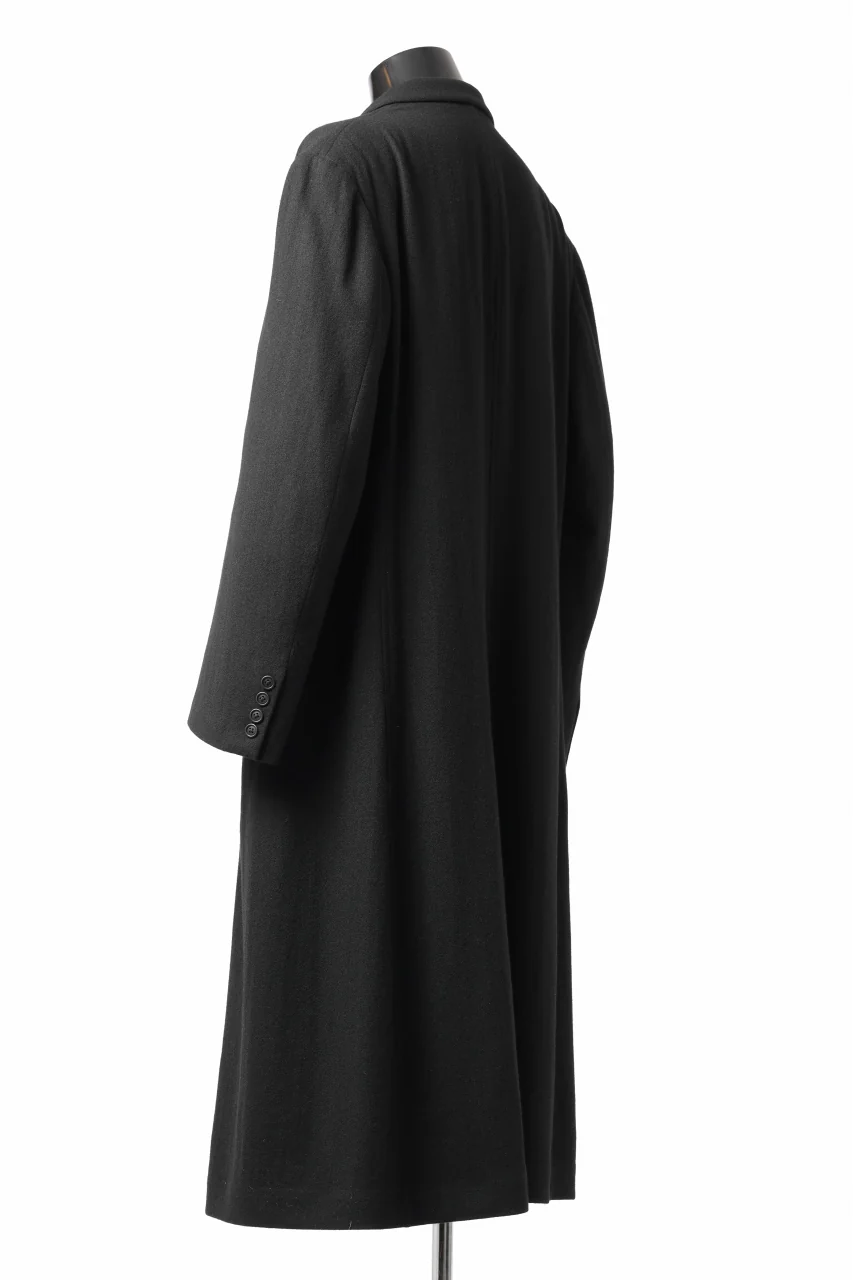 Y's for men SINGLE LONG JACKET / WOOL / NYLON FLANNEL (BLACK) - Image 4