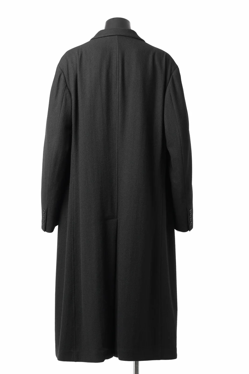 Y's for men SINGLE LONG JACKET / WOOL / NYLON FLANNEL (BLACK) - Image 5