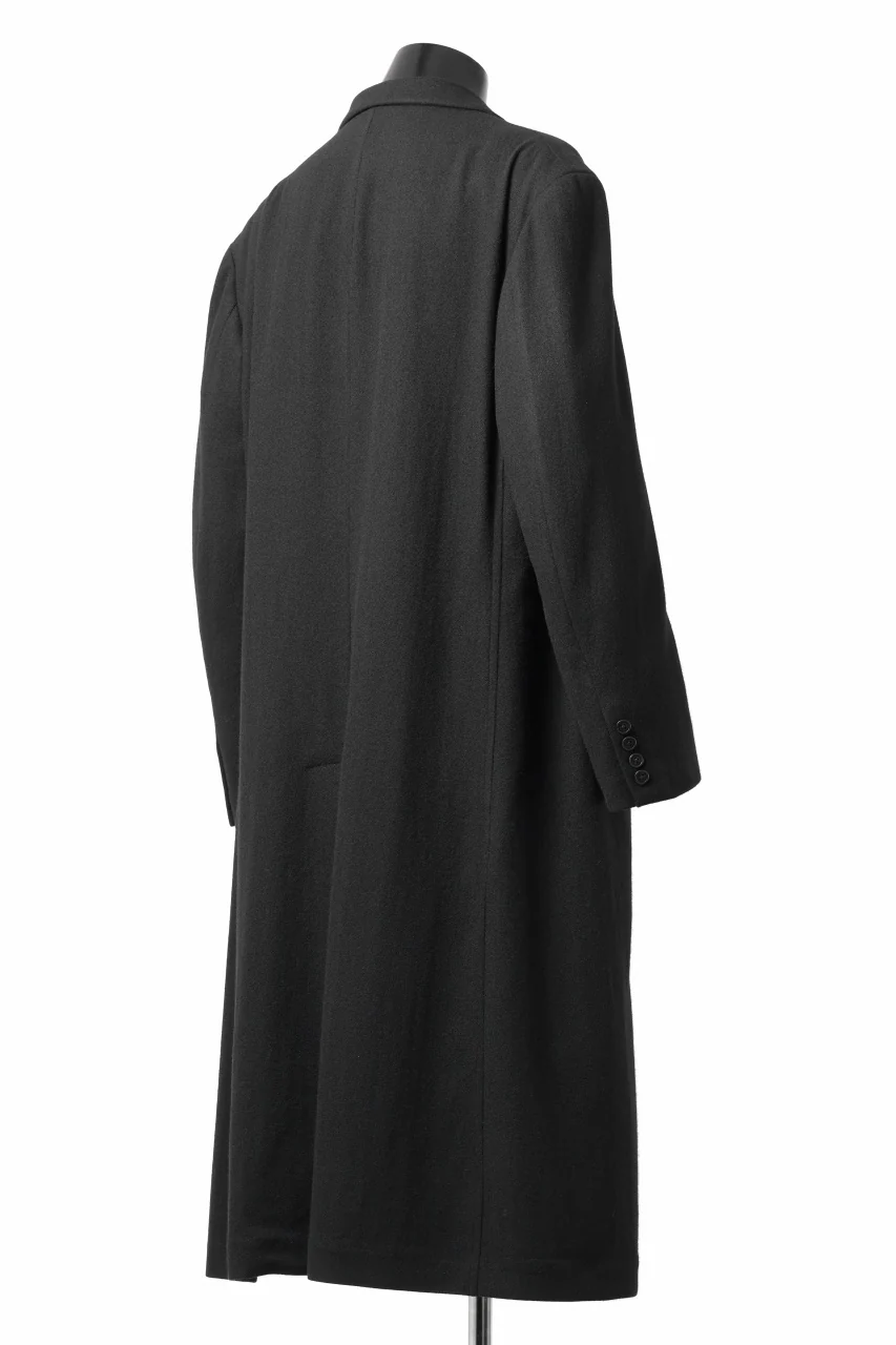 Y's for men SINGLE LONG JACKET / WOOL / NYLON FLANNEL (BLACK) - Image 6