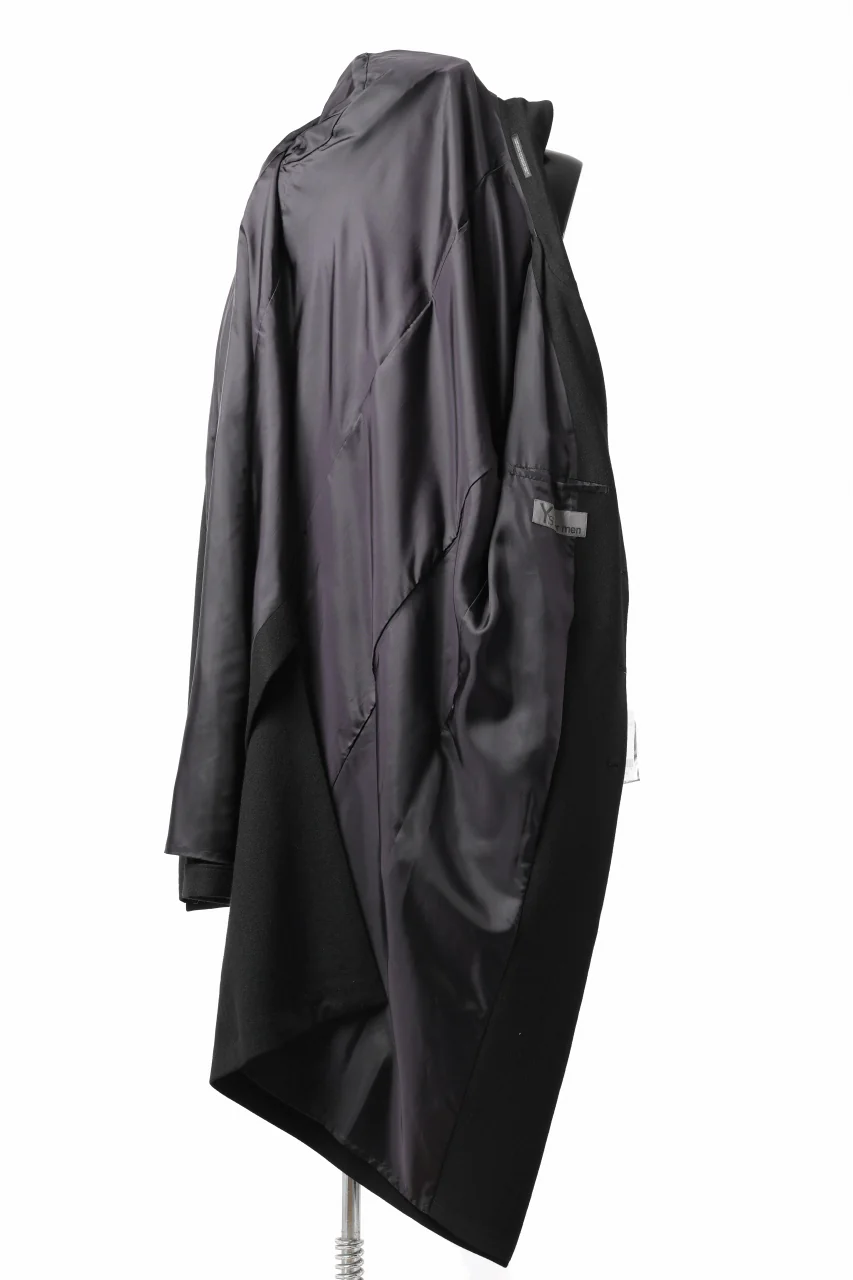 Y's for men SINGLE LONG JACKET / WOOL / NYLON FLANNEL (BLACK) - Image 7