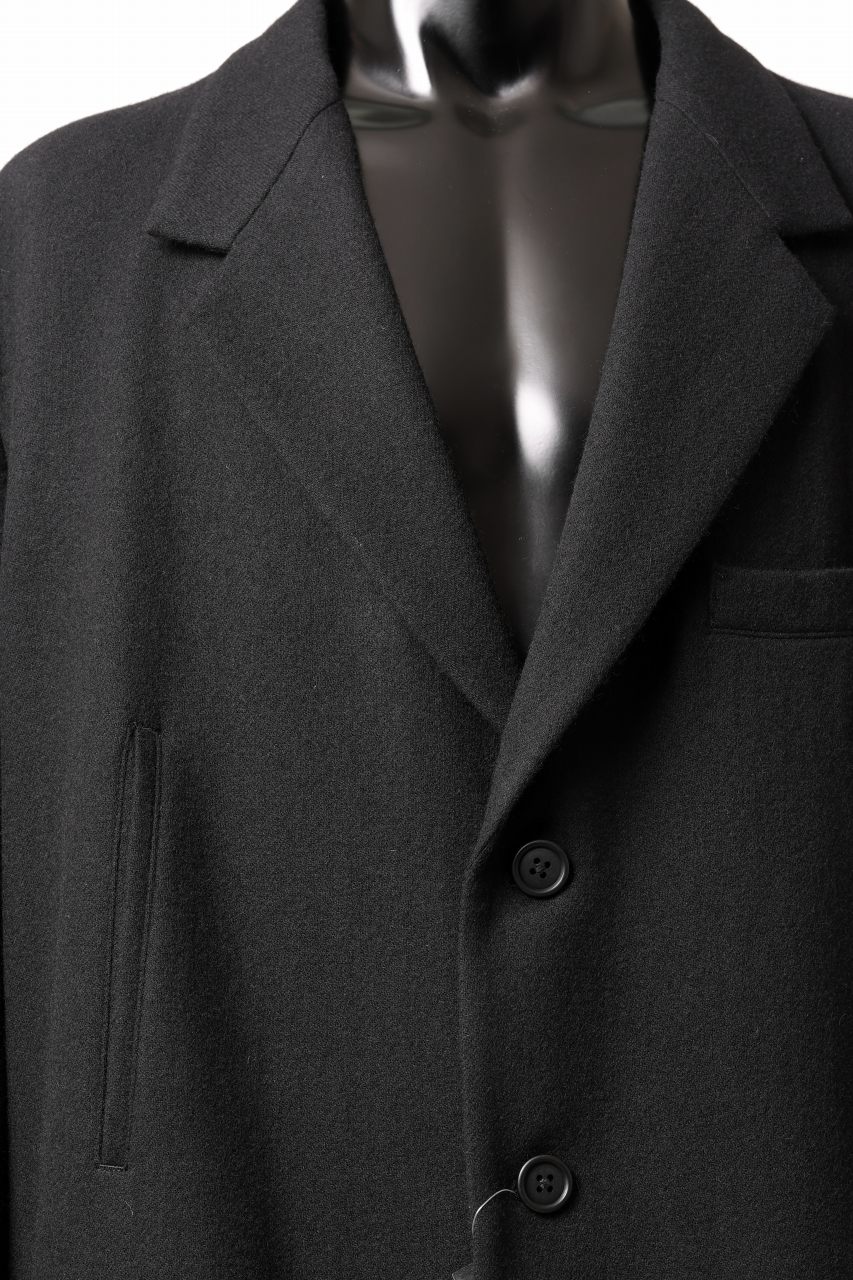 Y's for men SINGLE LONG JACKET / WOOL / NYLON FLANNEL (BLACK) - Image 8