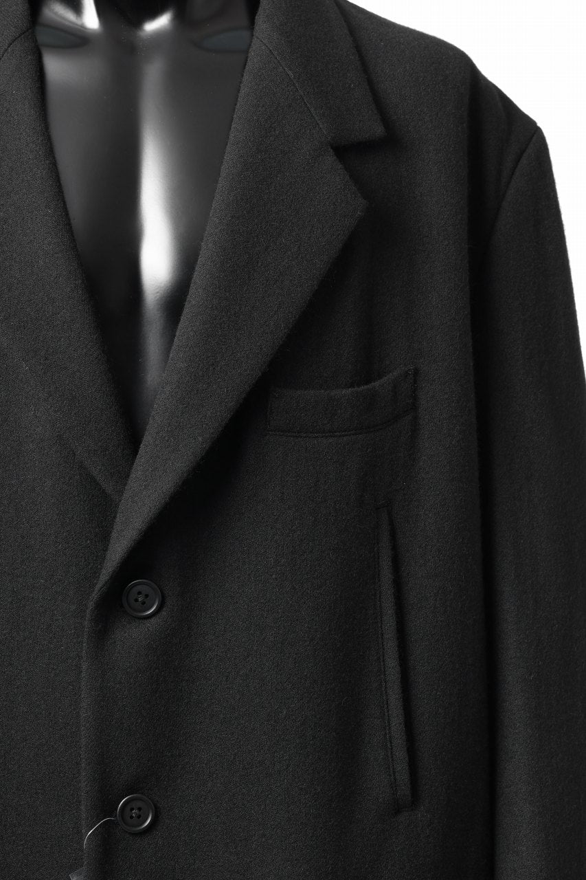 Y's for men SINGLE LONG JACKET / WOOL / NYLON FLANNEL (BLACK) - Image 9