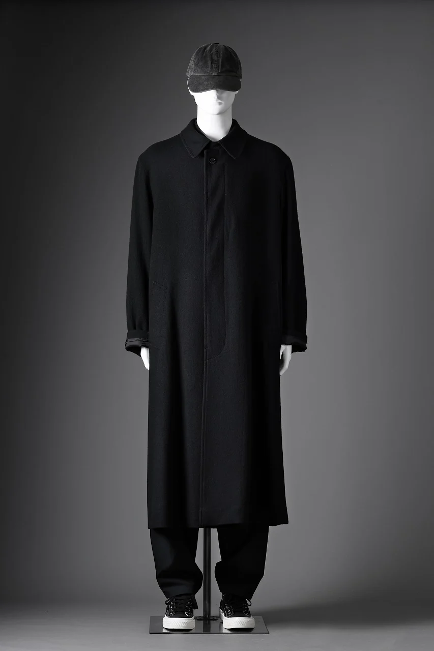 Y's for men  SOUTIEN COLLAR COAT / SMOOTH FLANNEL (BLACK) - Image 10