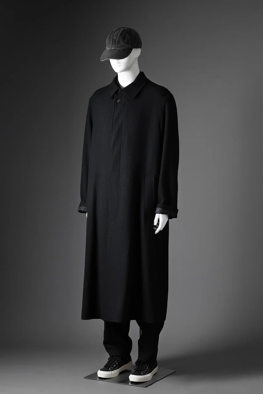 Y's for men  SOUTIEN COLLAR COAT / SMOOTH FLANNEL (BLACK) - Image 23
