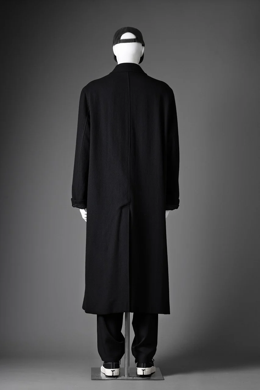 Y's for men  SOUTIEN COLLAR COAT / SMOOTH FLANNEL (BLACK) - Image 24