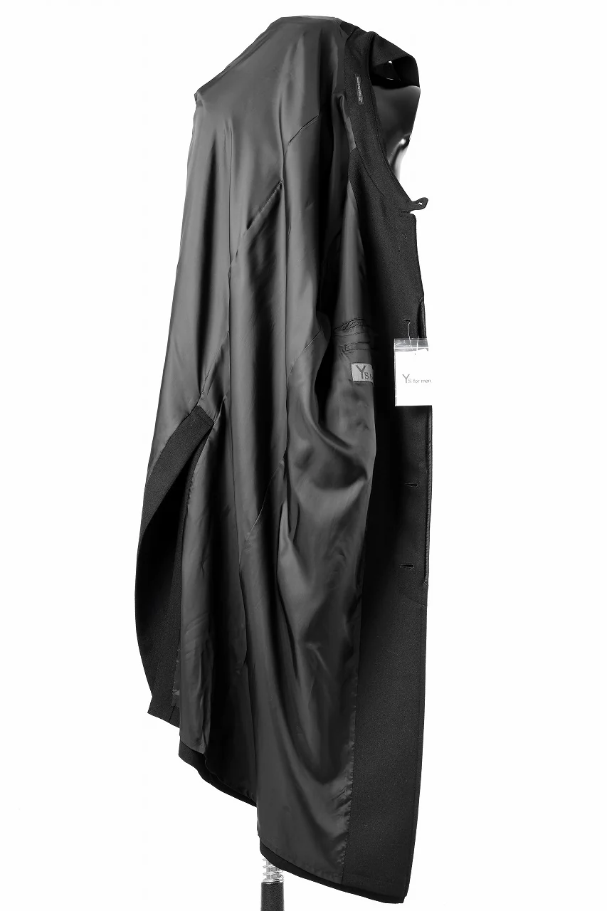 Y's for men  SOUTIEN COLLAR COAT / SMOOTH FLANNEL (BLACK) - Image 7
