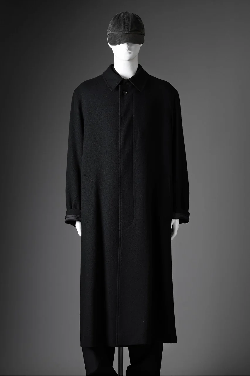 Y's for men  SOUTIEN COLLAR COAT / SMOOTH FLANNEL (BLACK) - Image 8