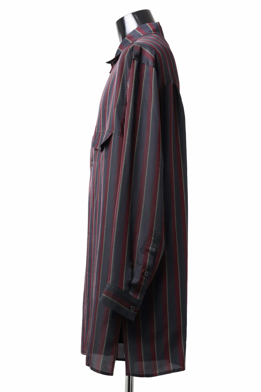 Y's for men STRIPE SHIRT with FLAP POCKET / PIGMENT DYED CUPRA (BLACK) - Image 4