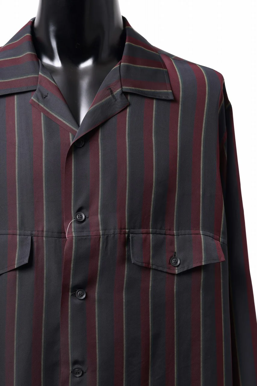 Y's for men STRIPE SHIRT with FLAP POCKET / PIGMENT DYED CUPRA (BLACK) - Image 6