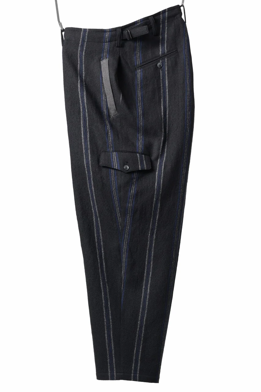 Y's for men STRIPED PATTERN PANTS / WOOL SURGE STRIPE (BLACK) - Image 17