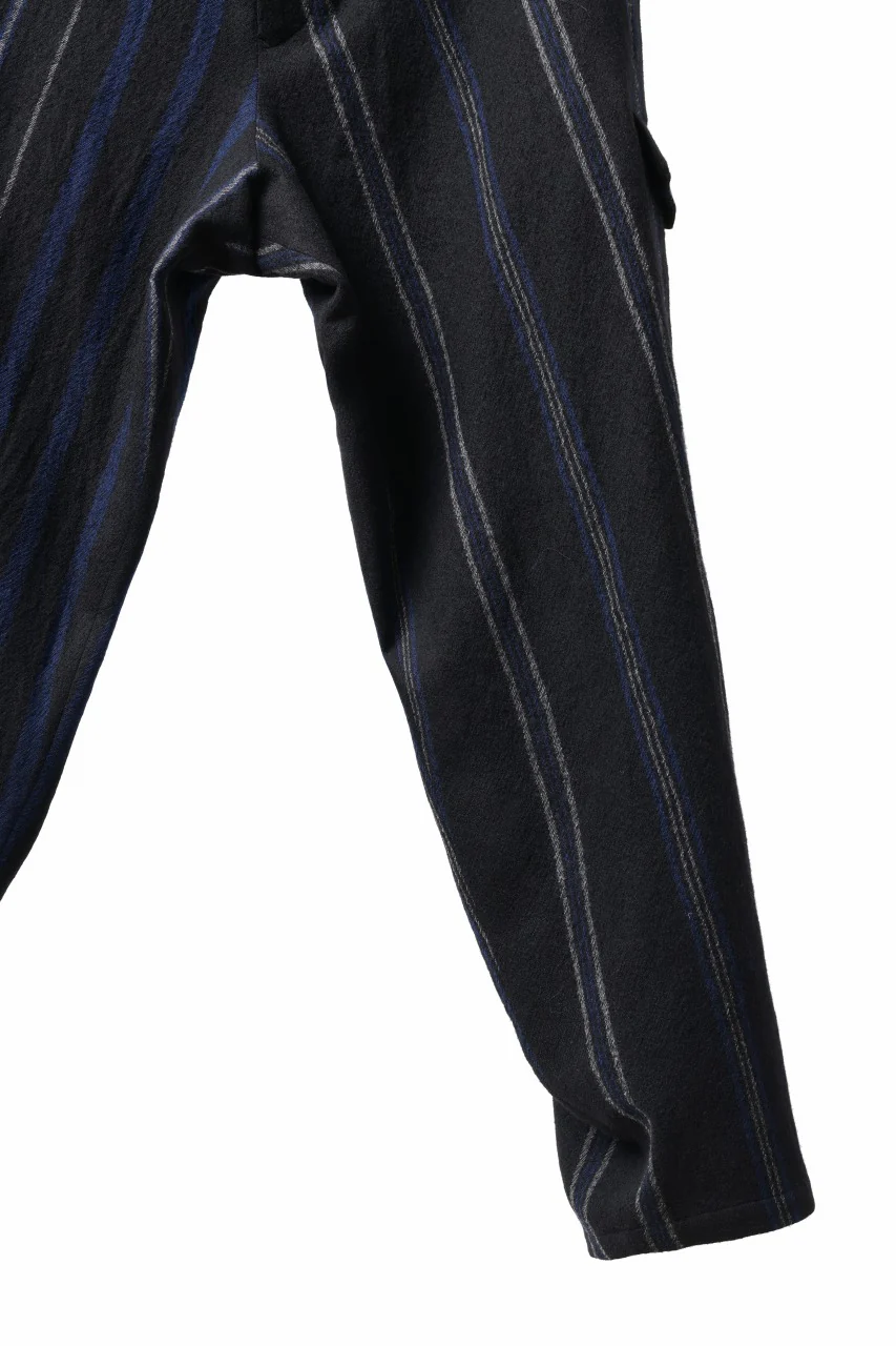 Y's for men STRIPED PATTERN PANTS / WOOL SURGE STRIPE (BLACK) - Image 21