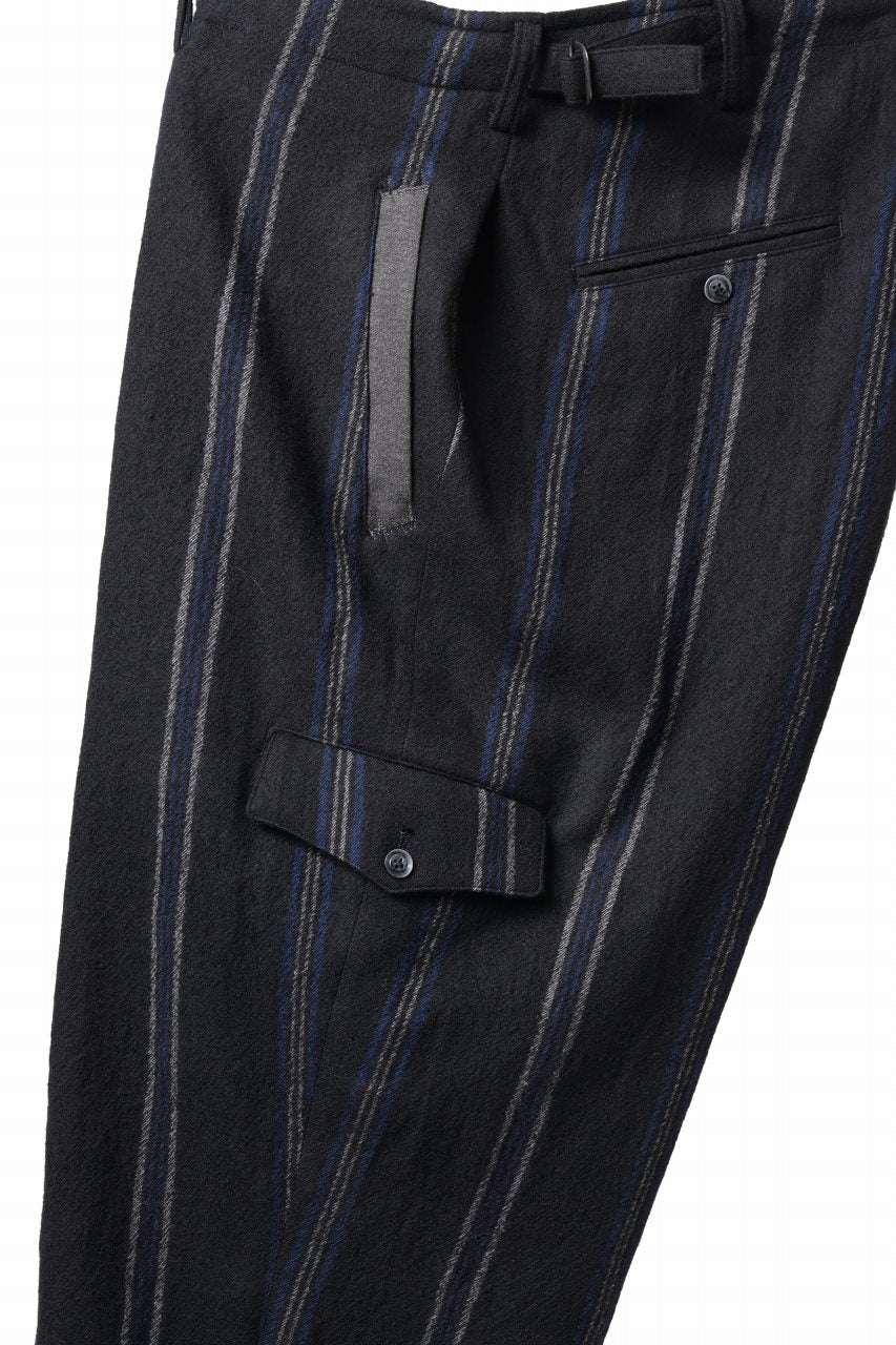 Y's for men STRIPED PATTERN PANTS / WOOL SURGE STRIPE (BLACK) - Image 29