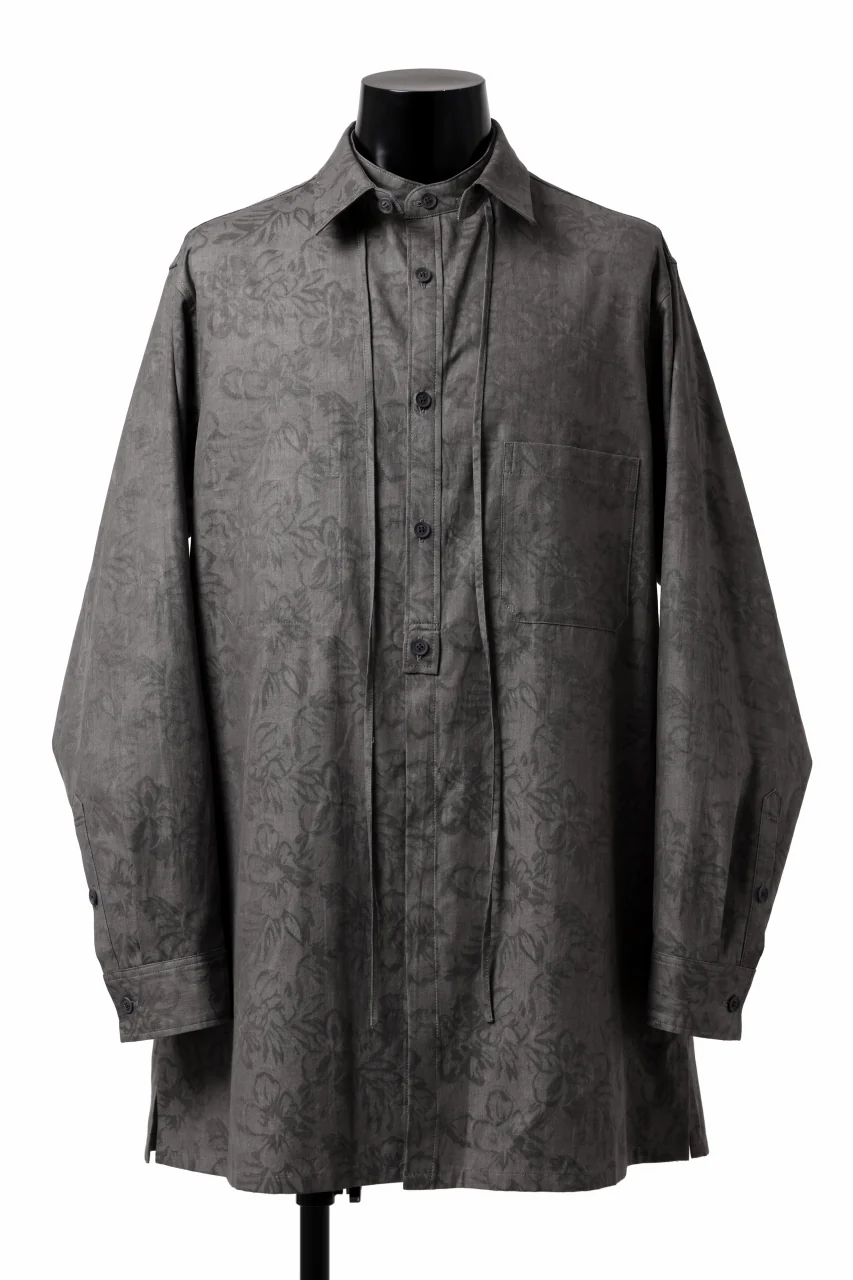 Y's for men SUMI-INK DYED FLORAL JACQUARD SHIRT (BLACK)