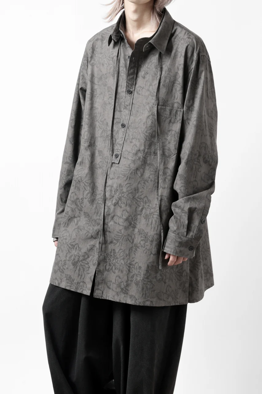 Y's for men SUMI-INK DYED FLORAL JACQUARD SHIRT (BLACK) - Image 2
