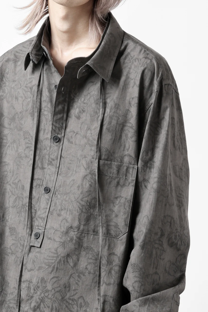 Y's for men SUMI-INK DYED FLORAL JACQUARD SHIRT (BLACK) - Image 48