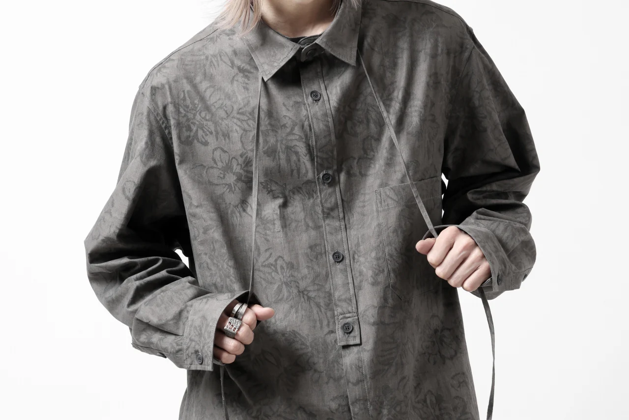 Y's for men SUMI-INK DYED FLORAL JACQUARD SHIRT (BLACK) - Image 54