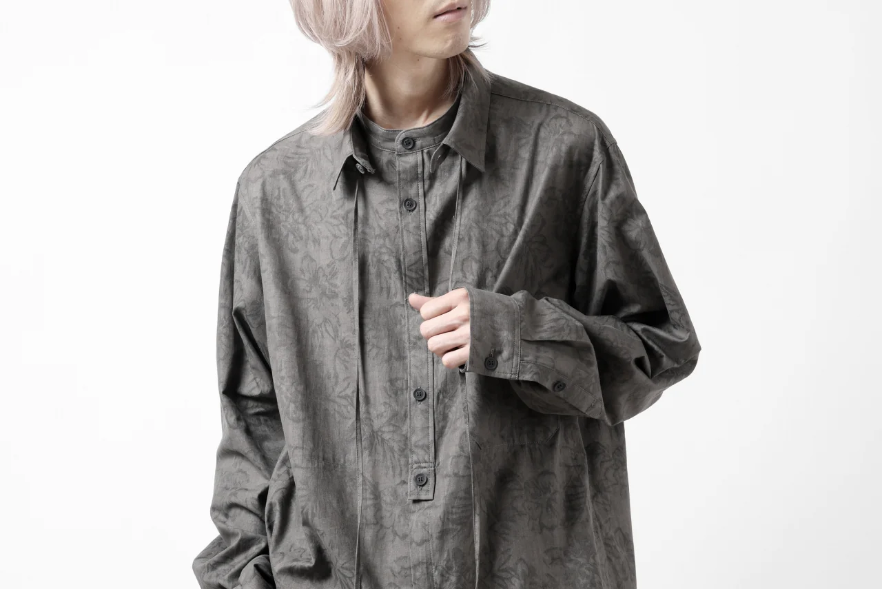 Y's for men SUMI-INK DYED FLORAL JACQUARD SHIRT (BLACK) - Image 55