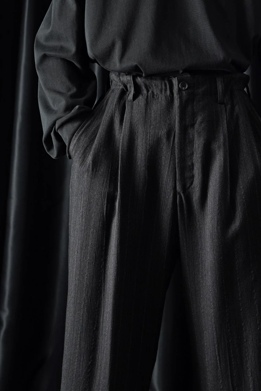 Y's for men SUSPENDER PANTS / HEATHER STRIPES RAYON (BLACK) - Image 11
