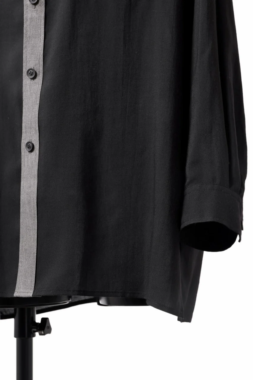 Y's for men SWITCHING COLLAR-PLACKET SHIRT / CELLULOSE LINEN (BLACK) - Image 10
