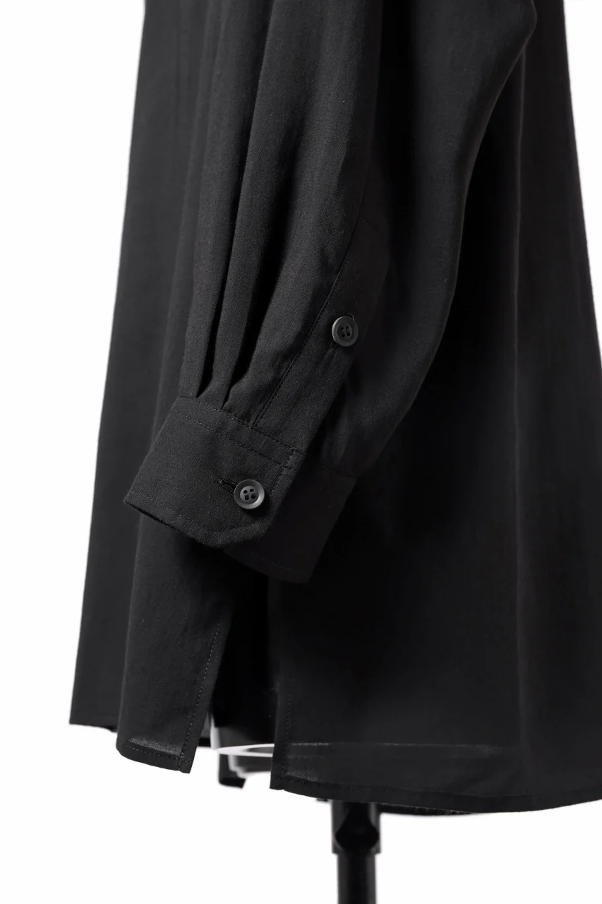 Y's for men SWITCHING COLLAR-PLACKET SHIRT / CELLULOSE LINEN (BLACK) - Image 11