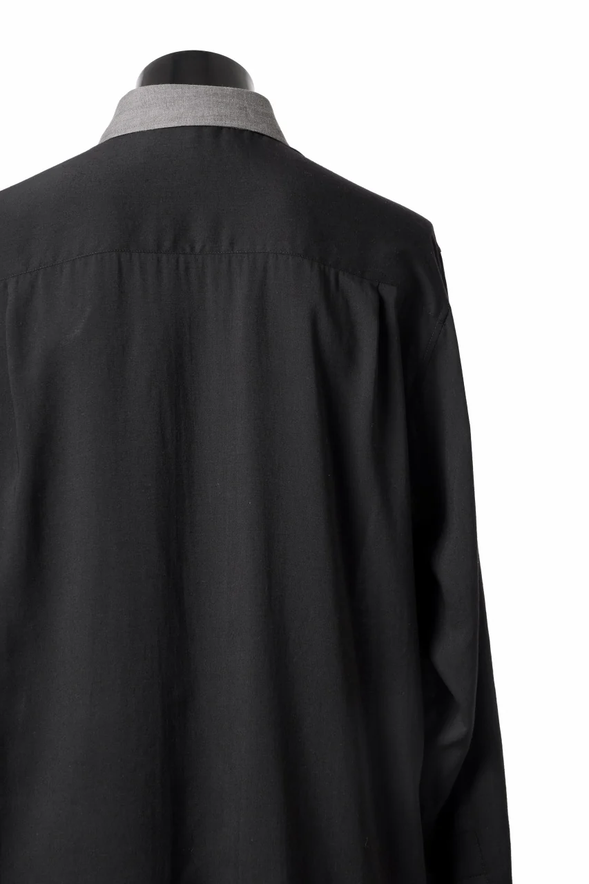 Y's for men SWITCHING COLLAR-PLACKET SHIRT / CELLULOSE LINEN (BLACK) - Image 12