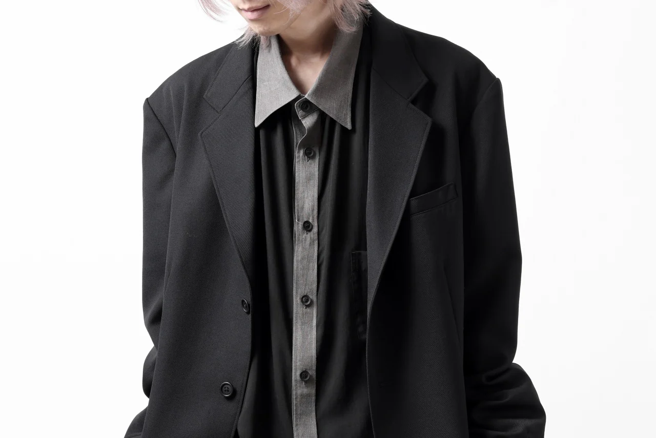 Y's for men SWITCHING COLLAR-PLACKET SHIRT / CELLULOSE LINEN (BLACK) - Image 36
