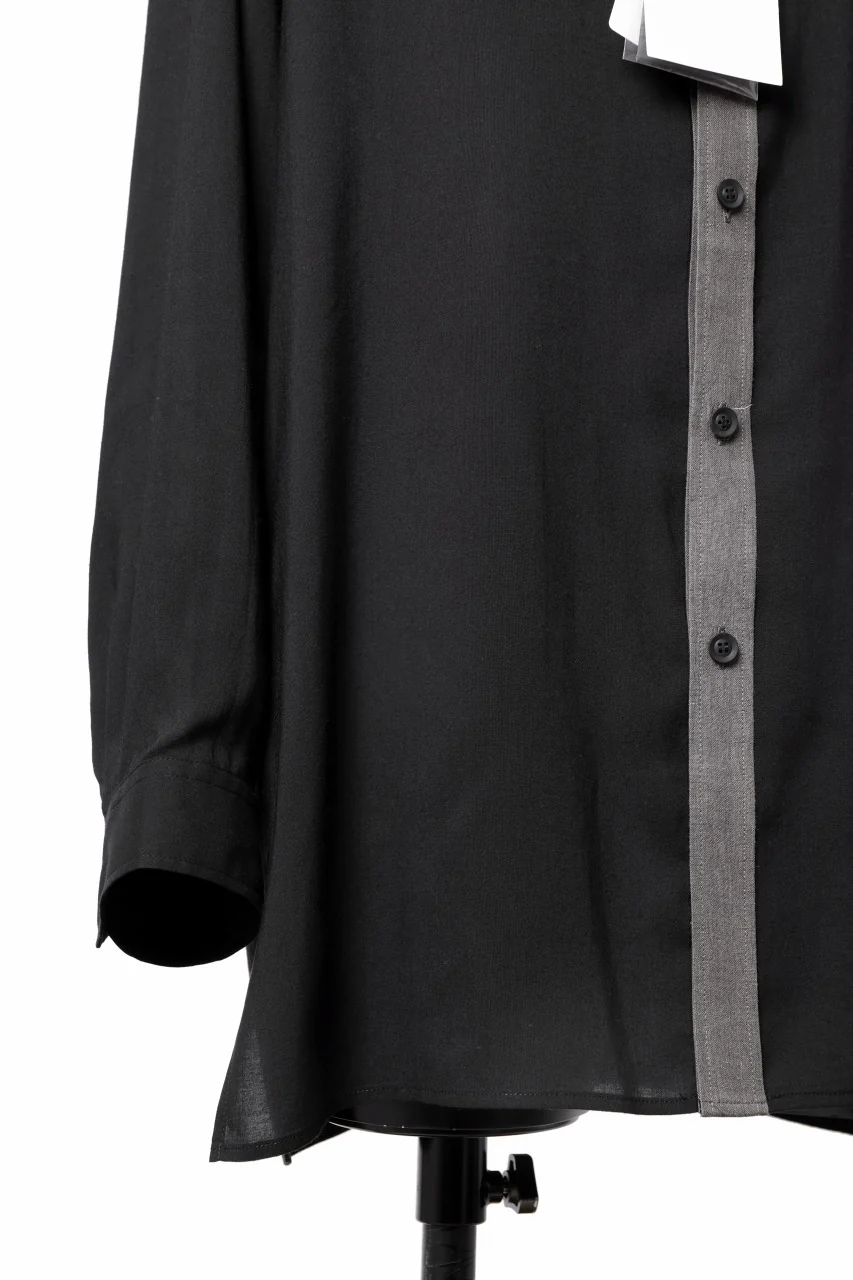 Y's for men SWITCHING COLLAR-PLACKET SHIRT / CELLULOSE LINEN (BLACK) - Image 8