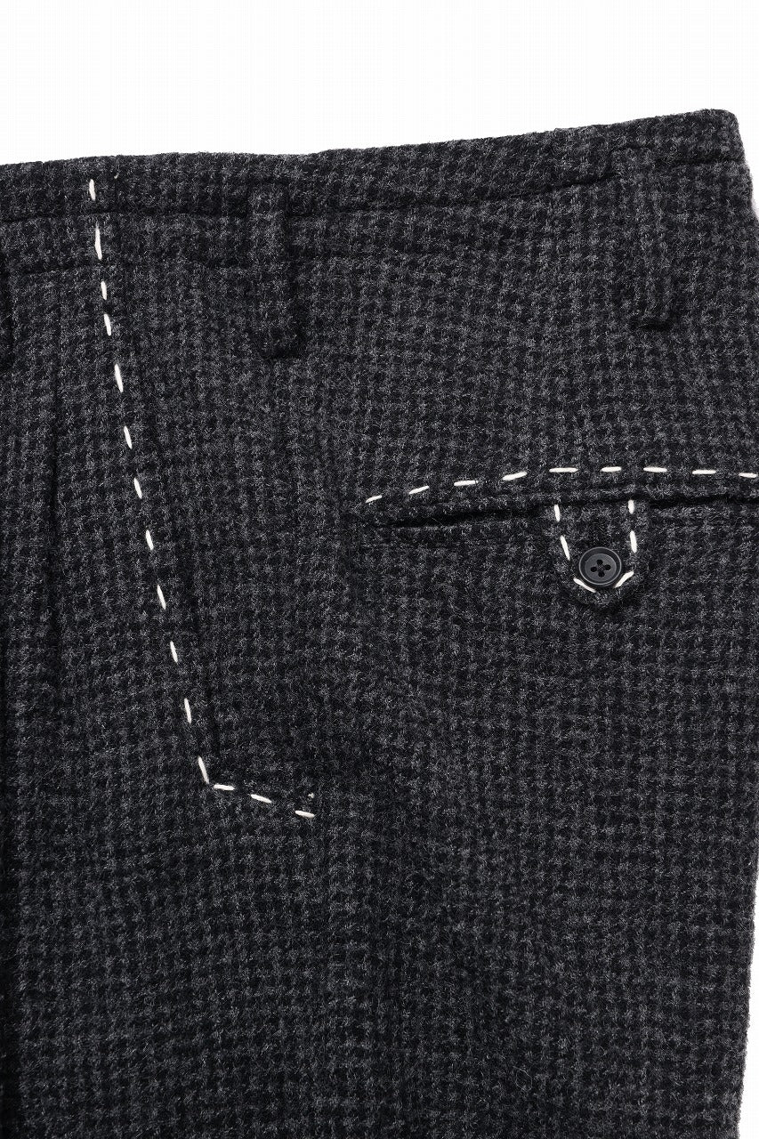 Y's for men TAB DETAIL PANTS with HAND STITCH / HOUNDSTOOTH WOOL (BLACK) - Image 13