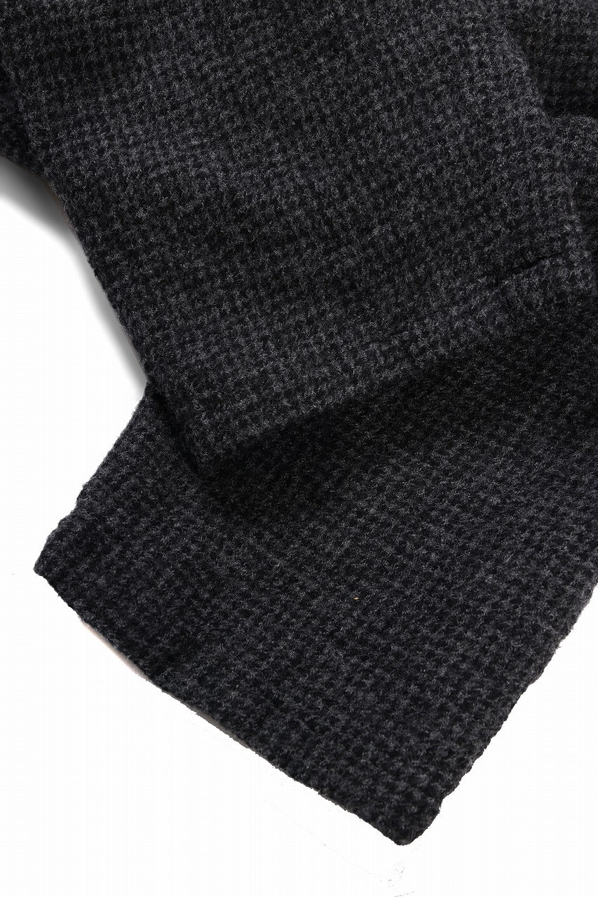 Y's for men TAB DETAIL PANTS with HAND STITCH / HOUNDSTOOTH WOOL (BLACK) - Image 17