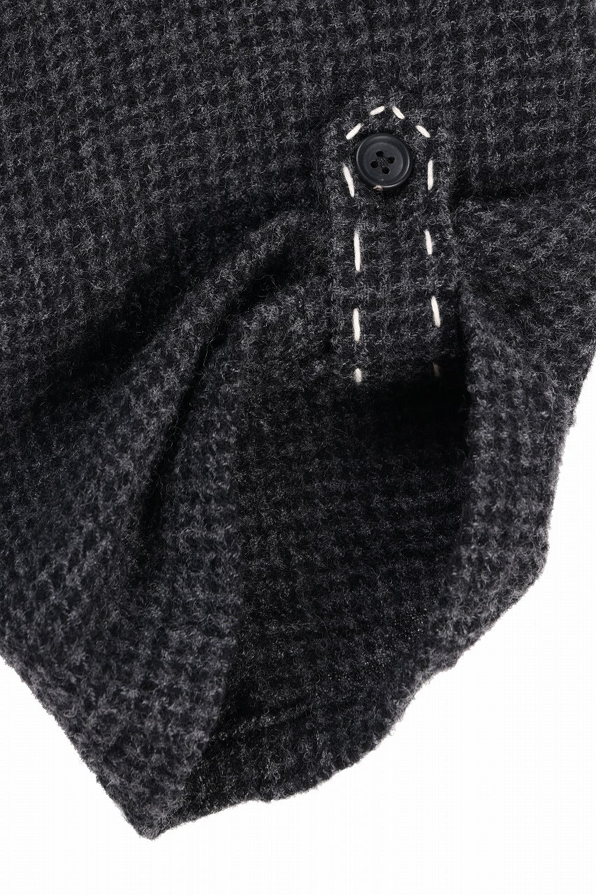 Y's for men TAB DETAIL PANTS with HAND STITCH / HOUNDSTOOTH WOOL (BLACK) - Image 18