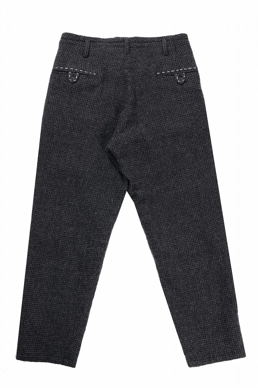 Y's for men TAB DETAIL PANTS with HAND STITCH / HOUNDSTOOTH WOOL (BLACK) - Image 2