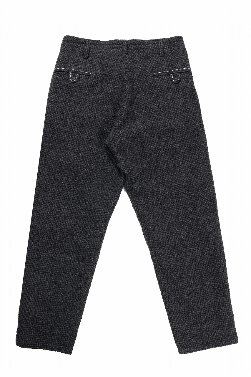 Y's for men TAB DETAIL PANTS with HAND STITCH / HOUNDSTOOTH WOOL (BLACK) - Image 3