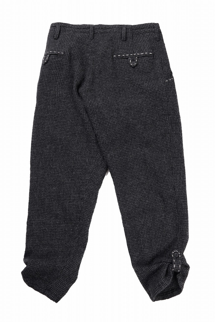 Y's for men TAB DETAIL PANTS with HAND STITCH / HOUNDSTOOTH WOOL (BLACK) - Image 4