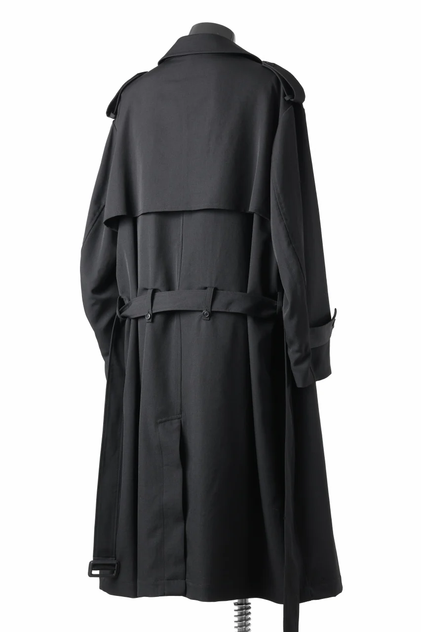 Y's for men TRENCH COAT / WRINKLED GABARDINE (BLACK) - Image 11