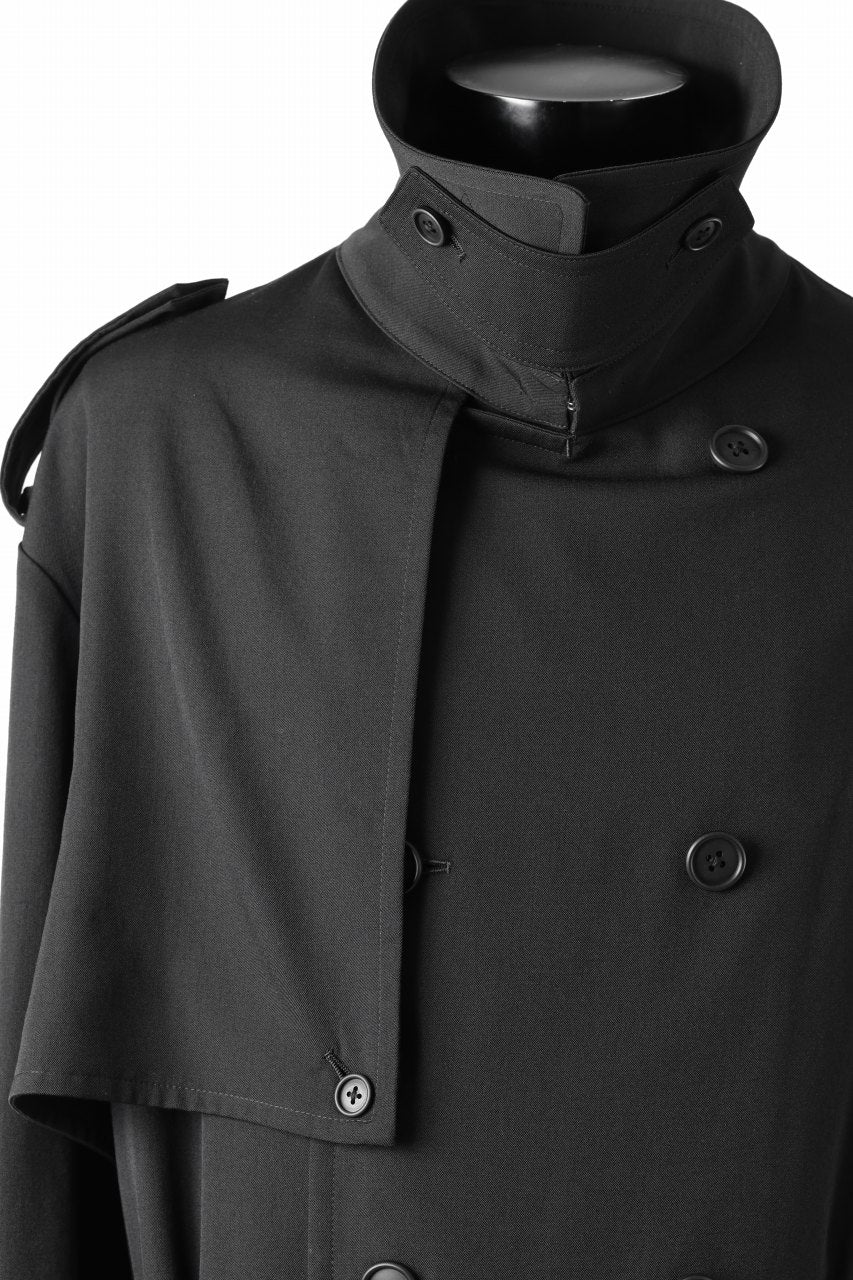 Y's for men TRENCH COAT / WRINKLED GABARDINE (BLACK) - Image 13