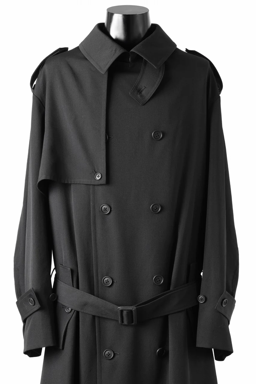 Y's for men TRENCH COAT / WRINKLED GABARDINE (BLACK) - Image 16