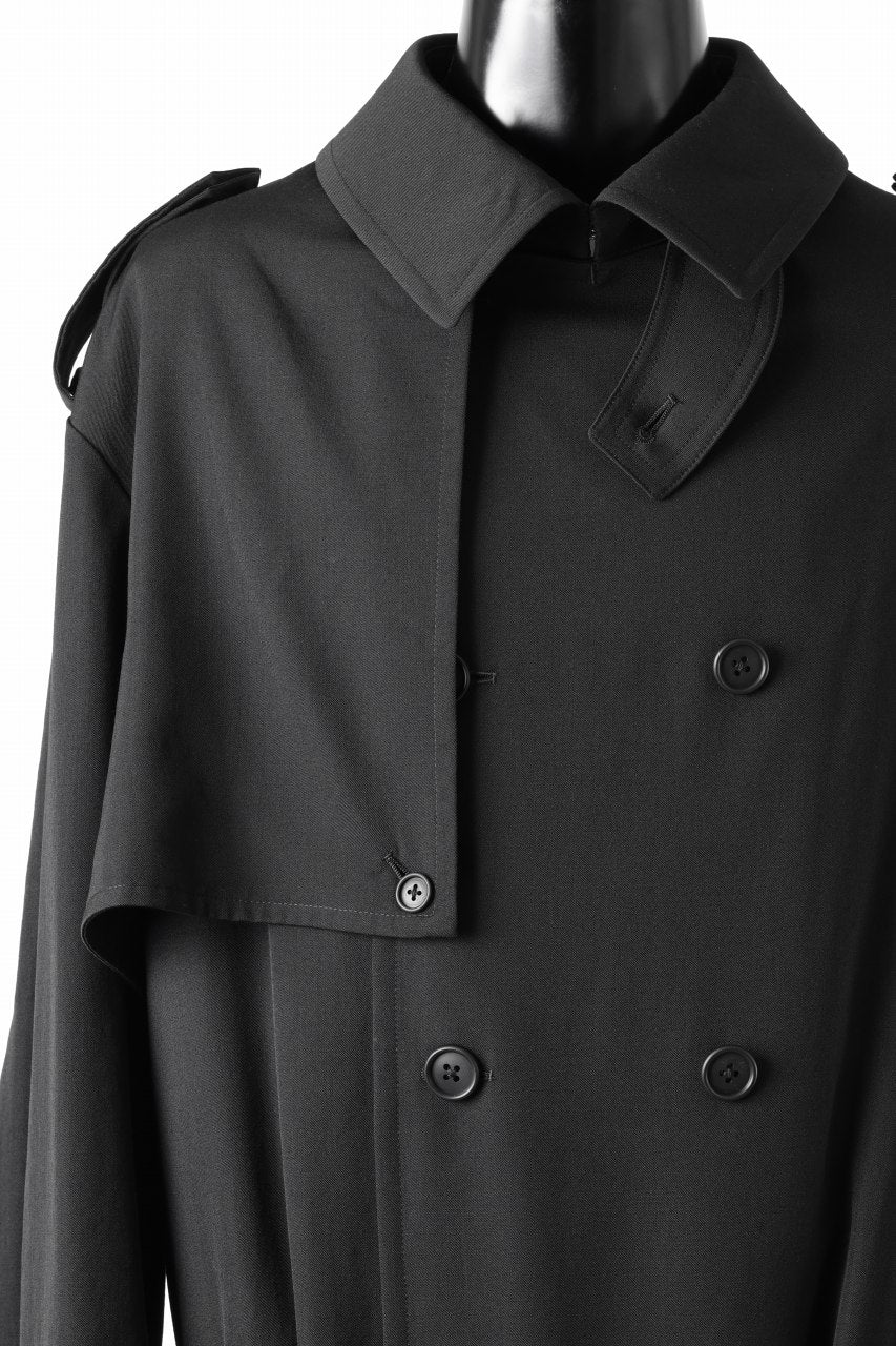 Y's for men TRENCH COAT / WRINKLED GABARDINE (BLACK) - Image 17