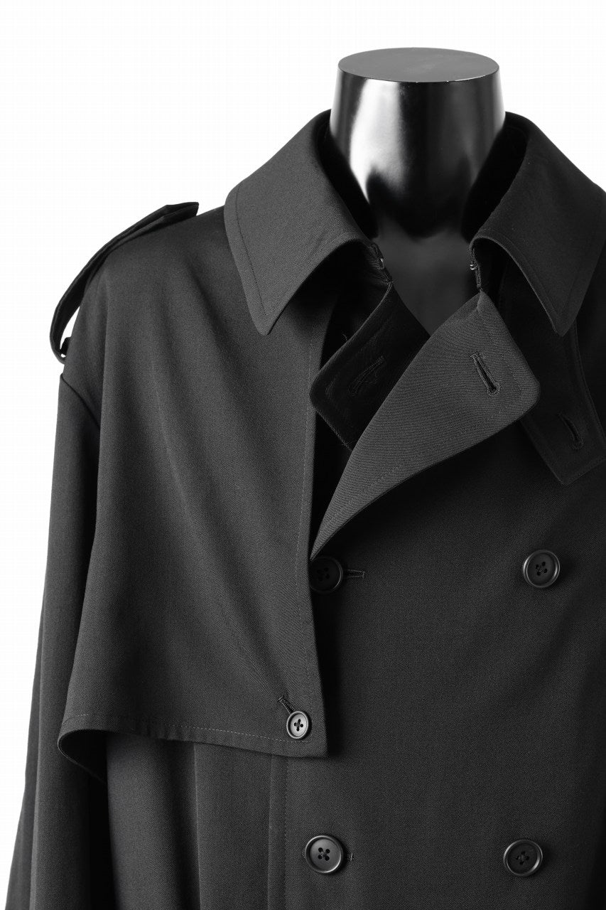 Y's for men TRENCH COAT / WRINKLED GABARDINE (BLACK) - Image 18