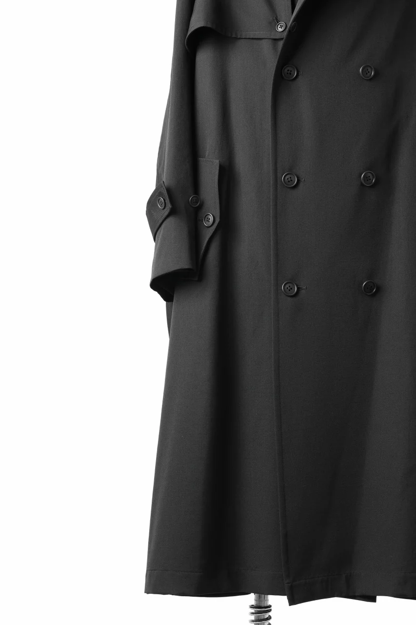 Y's for men TRENCH COAT / WRINKLED GABARDINE (BLACK) - Image 19