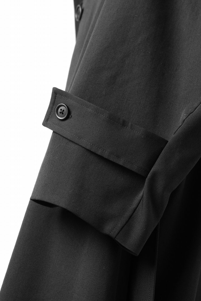 Y's for men TRENCH COAT / WRINKLED GABARDINE (BLACK) - Image 22
