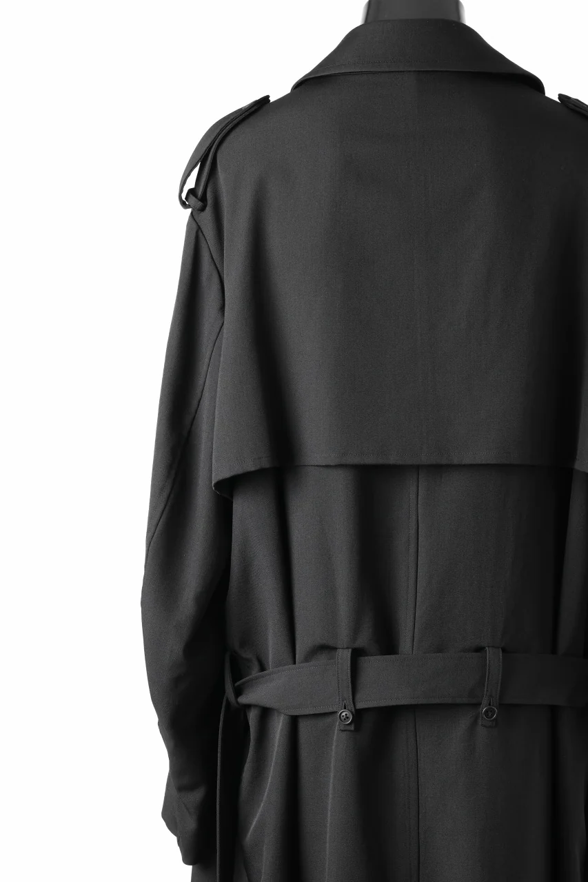 Y's for men TRENCH COAT / WRINKLED GABARDINE (BLACK) - Image 23