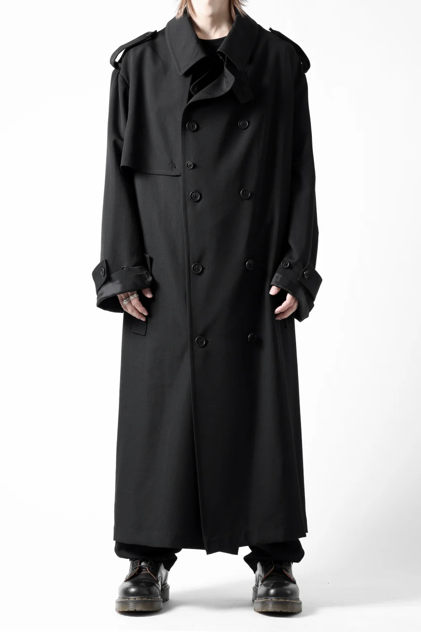 Y's for men TRENCH COAT / WRINKLED GABARDINE (BLACK) - Image 26