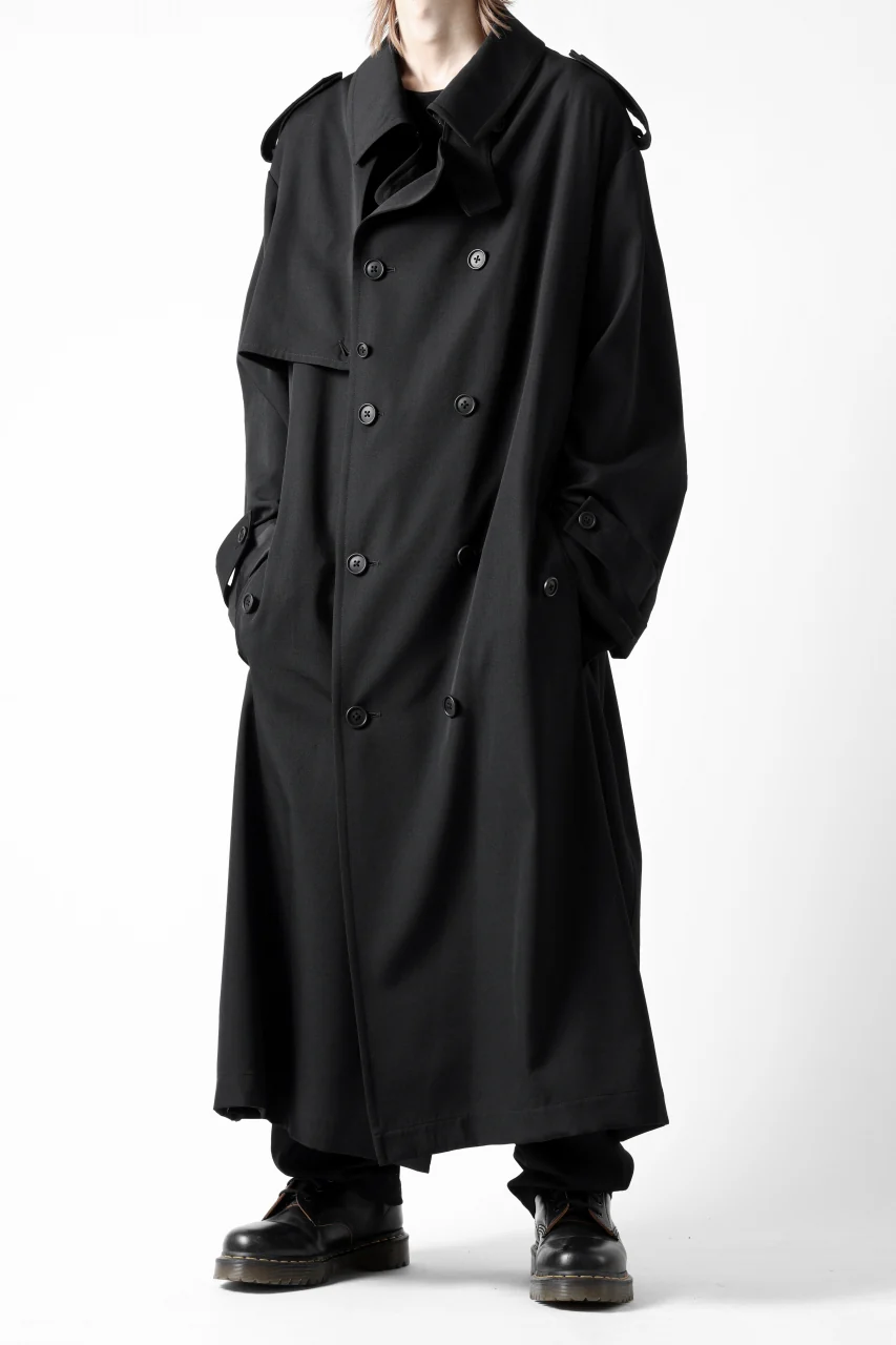 Y's for men TRENCH COAT / WRINKLED GABARDINE (BLACK) - Image 27