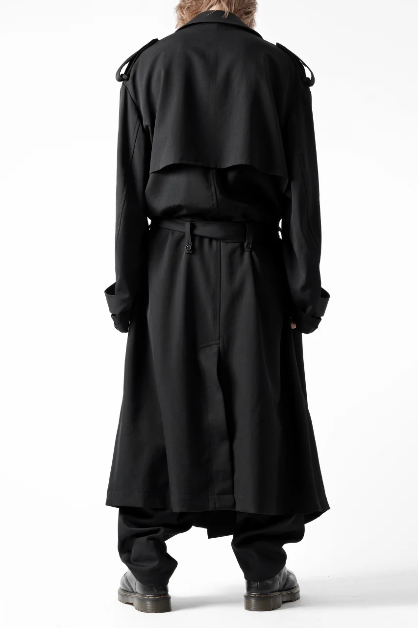 Y's for men TRENCH COAT / WRINKLED GABARDINE (BLACK) - Image 32
