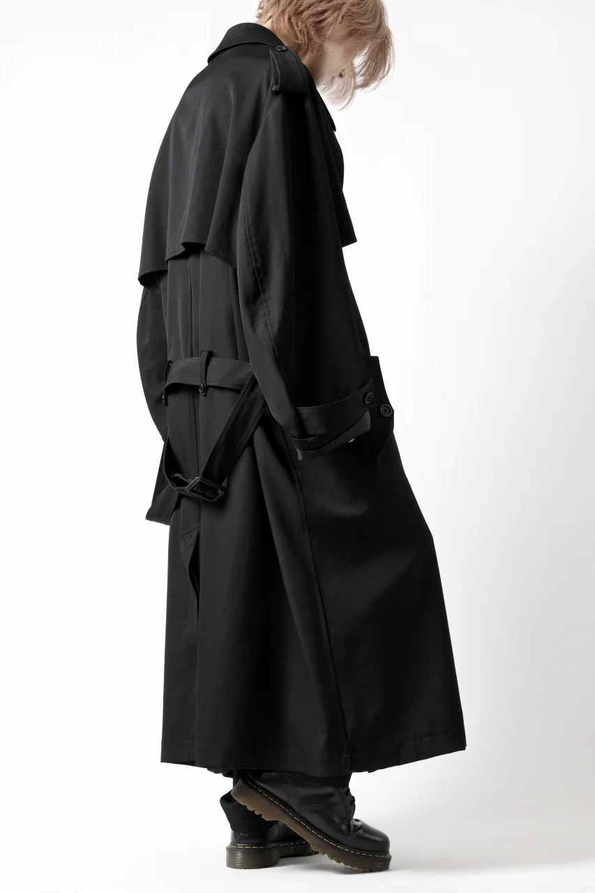Y's for men TRENCH COAT / WRINKLED GABARDINE (BLACK) - Image 33
