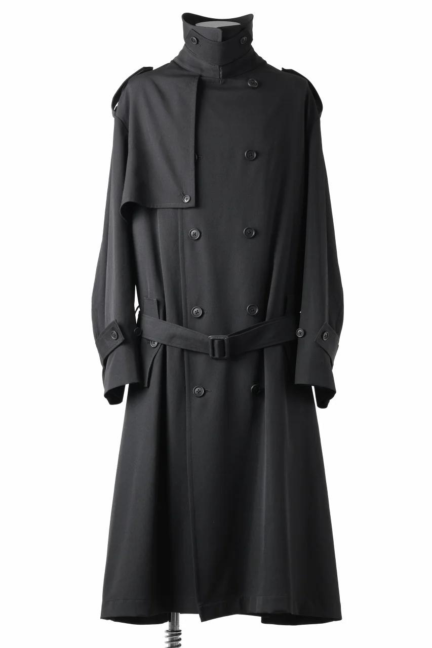 Y's for men TRENCH COAT / WRINKLED GABARDINE (BLACK) - Image 5
